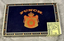 Punch Elites Vintage Wood Cigar Box Spanish Honduras Blue Finish 9.5x5.75x1.75