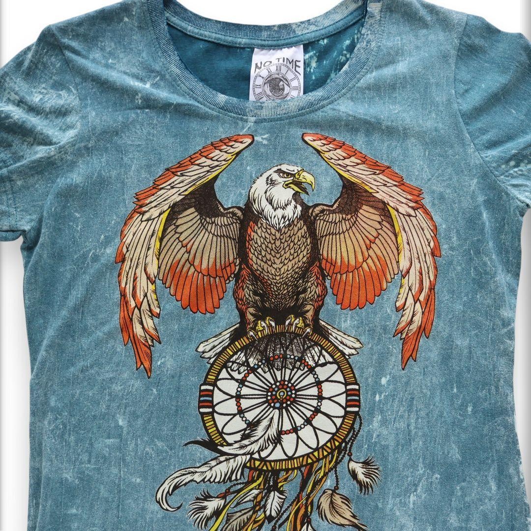 T-Shirt Eagle Dream Catcher American L Size 2 Women Rare Band Animation Model Li