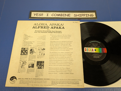 Alfred Apaka - Aloha Apaka - 60s Hawaiian Music LP Decca Stereo VG