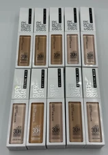 LOT OF 10 Maybelline Super Stay Active Wear 30H Concealer 0.33oz SHADE MIX