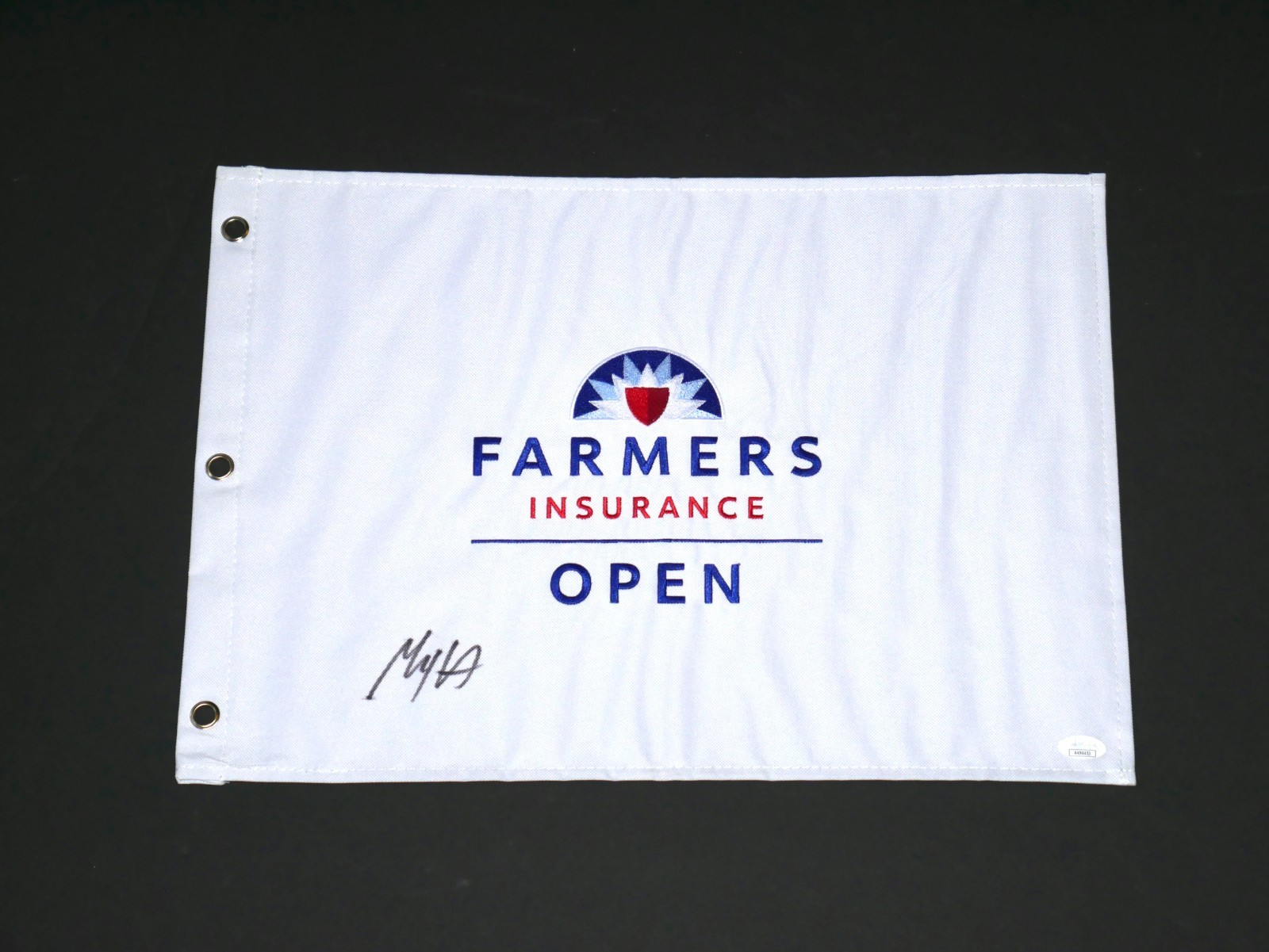 Max Homa Autographed Signed 2023 WINNER FARMERS INSURANCE OPEN GOLF PIN FLAG JSA 
