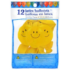 12 pack Smiley Face Party Balloons 12-inch Latex