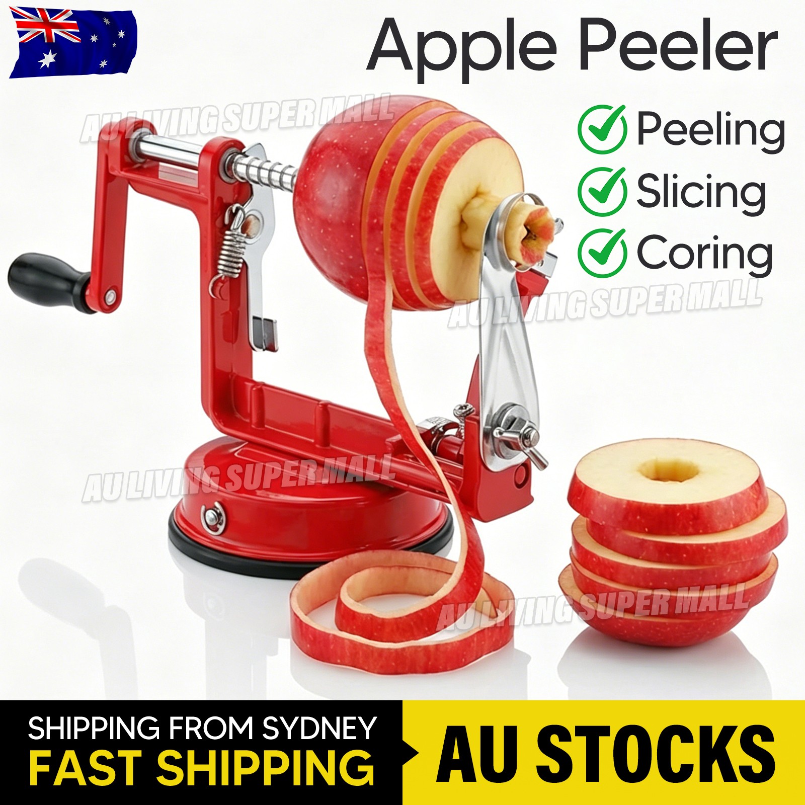 Fruit Cutter Corer 3 in 1 Slicer Kitchen Tool Apple Slinky Machine Peeler AU