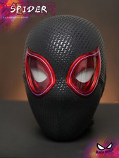 NEW Black Spiderman Miles Adult Wearable Hood Mask LED Eyes Ring Remote