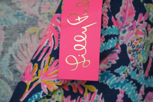 Lilly Pulitzer Pajama Top Rayon Stretch Shirt Seen Herd "Oyster Bay" Navy S - Picture 4 of 7