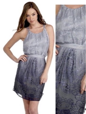 Walter Ombre Floral Burnout Velvet Halter Blue Lavender Dress 6 