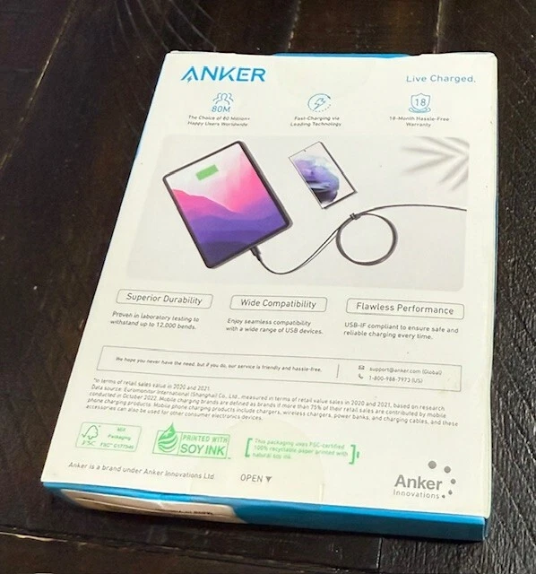 Anker 322 USB-A to USB-C Charging Cable 6ft Nylon Braided - Image 2 of 3