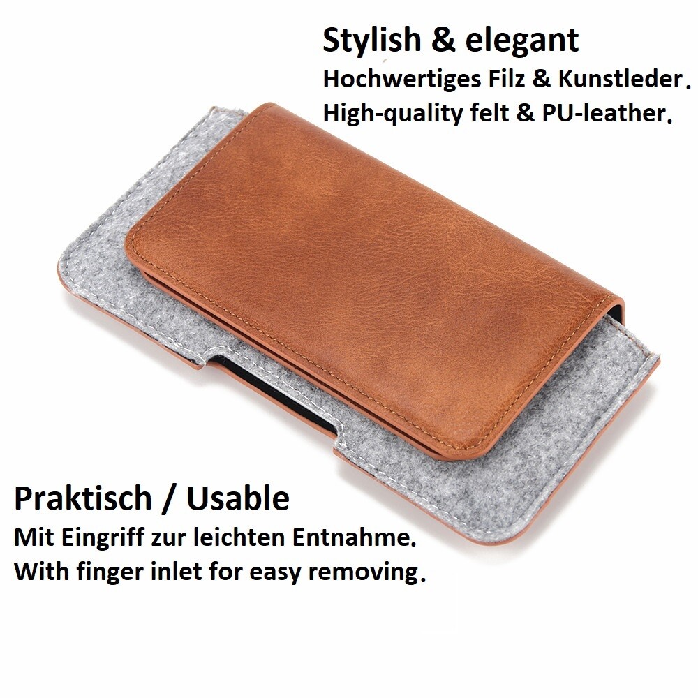 Étui De Ceinture Holster Pour Smartphone Cubot J5 - Cuir Synthétique Et Feutre, Noir, Avec Boucle