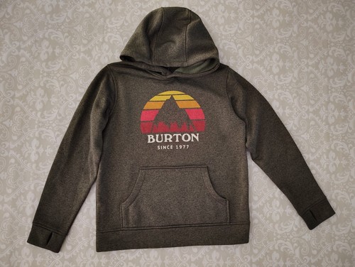 Burton Medium 10/12 Athletic Mountain Sunset Logo Hoodie Daumenlöcher