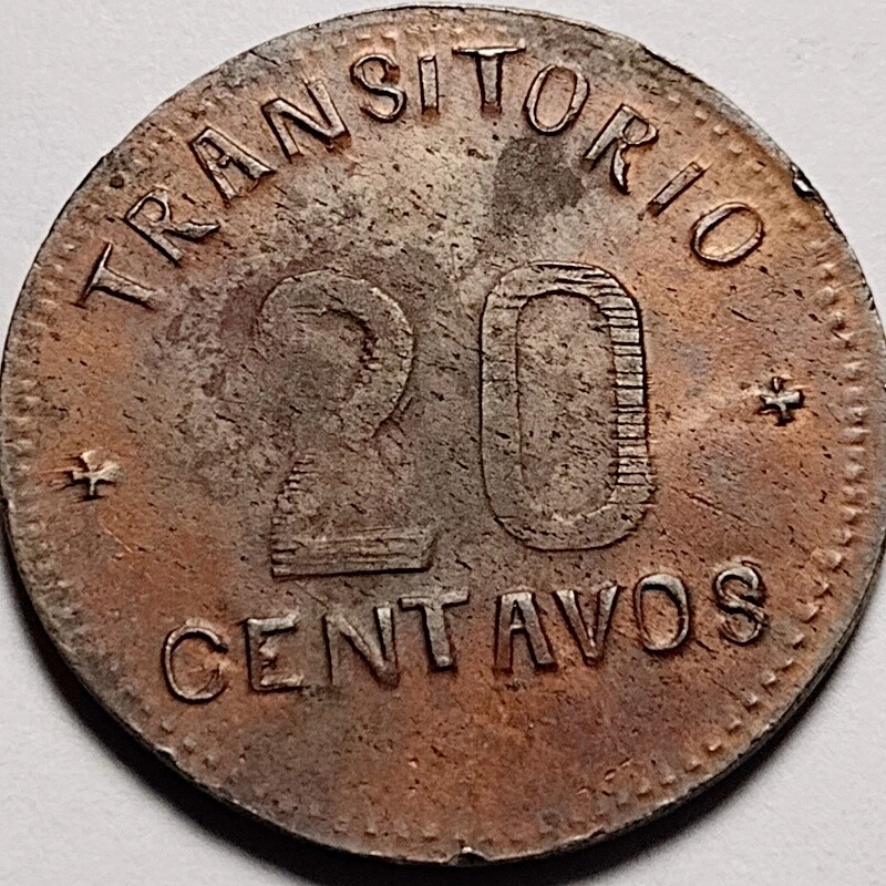 1915 Mexico Revolution Puebla 20 TRANSITORIO centavos scarce 52-372 - Image 2 of 4