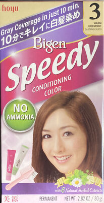 BIGEN Speedy Ammonia-Free Japan Hair Color 3 Warm Chestnut Covers Gray in 10 Min
