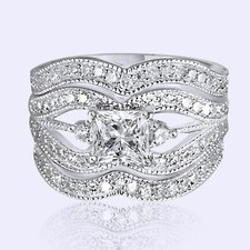 Classic 3.00 Ct Radiant Cut Off White Treated Diamond Ring 925 Sterling Silver