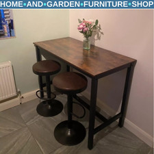 Tall Industrial Bar Table Vintage Kitchen Breakfast Rustic Metal Narrow Dining