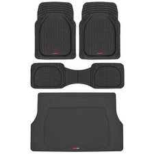 Black Heavy Duty 4 Piece Set Motortrend Deep Dish Rubber Floor Mats Cargo Liner