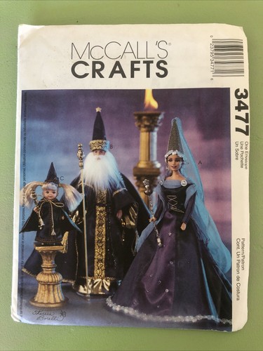 McCalls Crafts Pattern 3477, Wizard/princess fashions Barbie 11.5" doll - UNCUT