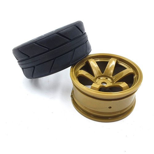 1/10 RC Car Wheels & Tyres GOLD Volk Rays TE37 Rota Alloy Style Tamiya FTX HPI - Picture 8 of 11