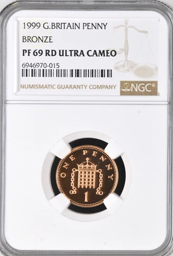 1999 1p Shield One Pence Proof NGC PF69 Great Britain  Penny