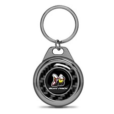 Dodge Scat-Pack Real Carbon Fiber Gunmetal Roundel Metal Key Chain