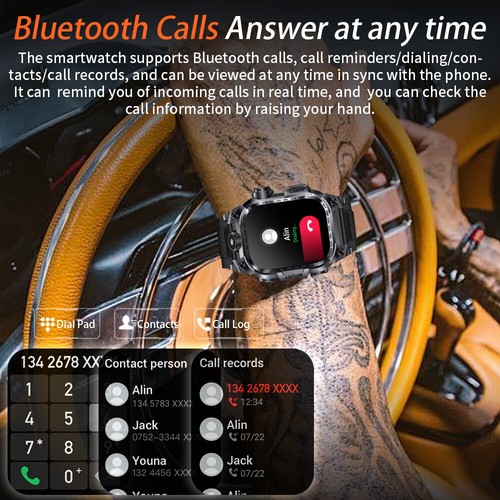 2.01'' Smart Watch for Men's Waterproof Bluetooth Smartwatch for iPhone/Android - Picture 12 of 25