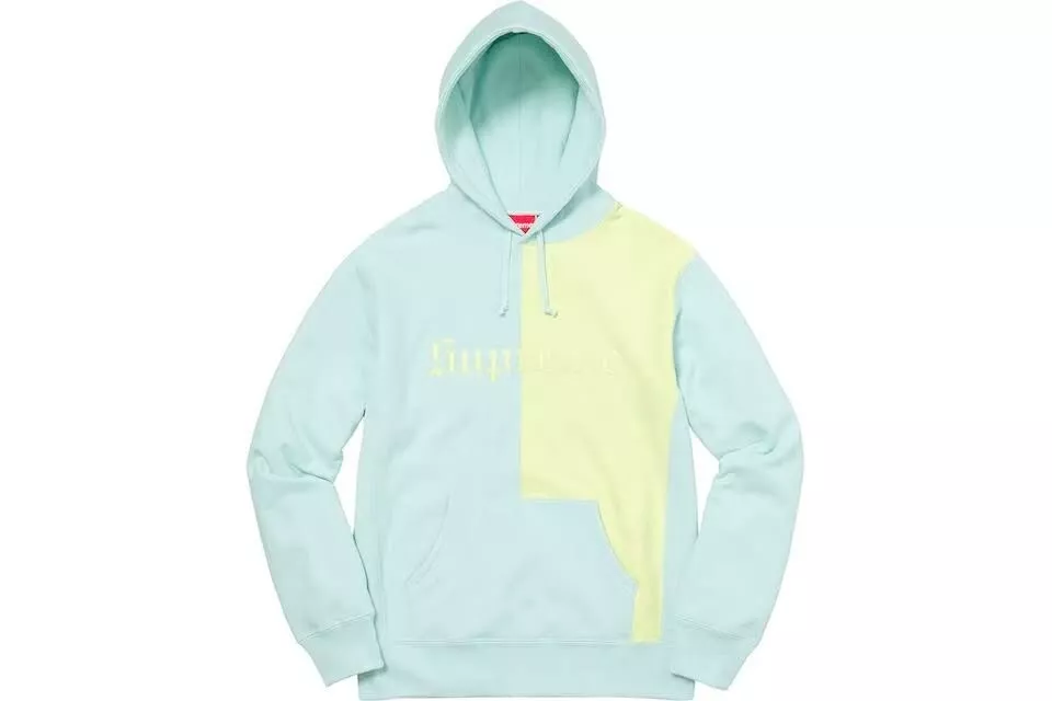 Supreme Split Old English Hooded Sweatshirt Ice Blue Medium M New NWT