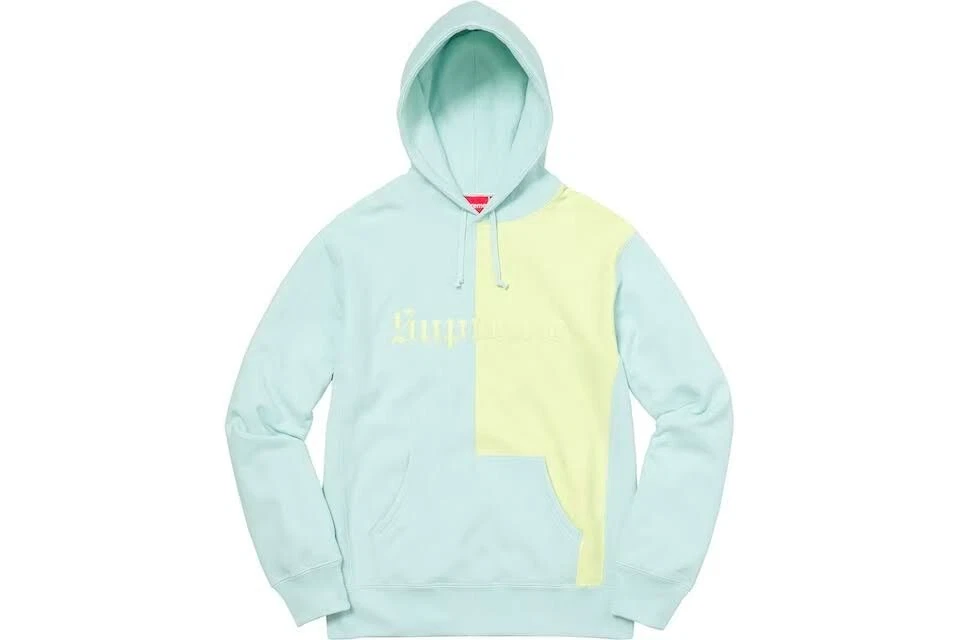 Supreme Split Old English Hooded Sweatshirt Ice Blue Medium M New NWT