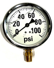 Liquid Filled Pressure Gauge 100PSI GXB 4141 1/2" Threads