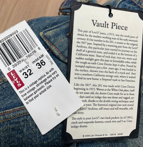 Levi's Vintage Clothing LVC Vault Piece 1915 201 Jean # 25 Style 602009003 - Picture 4 of 17