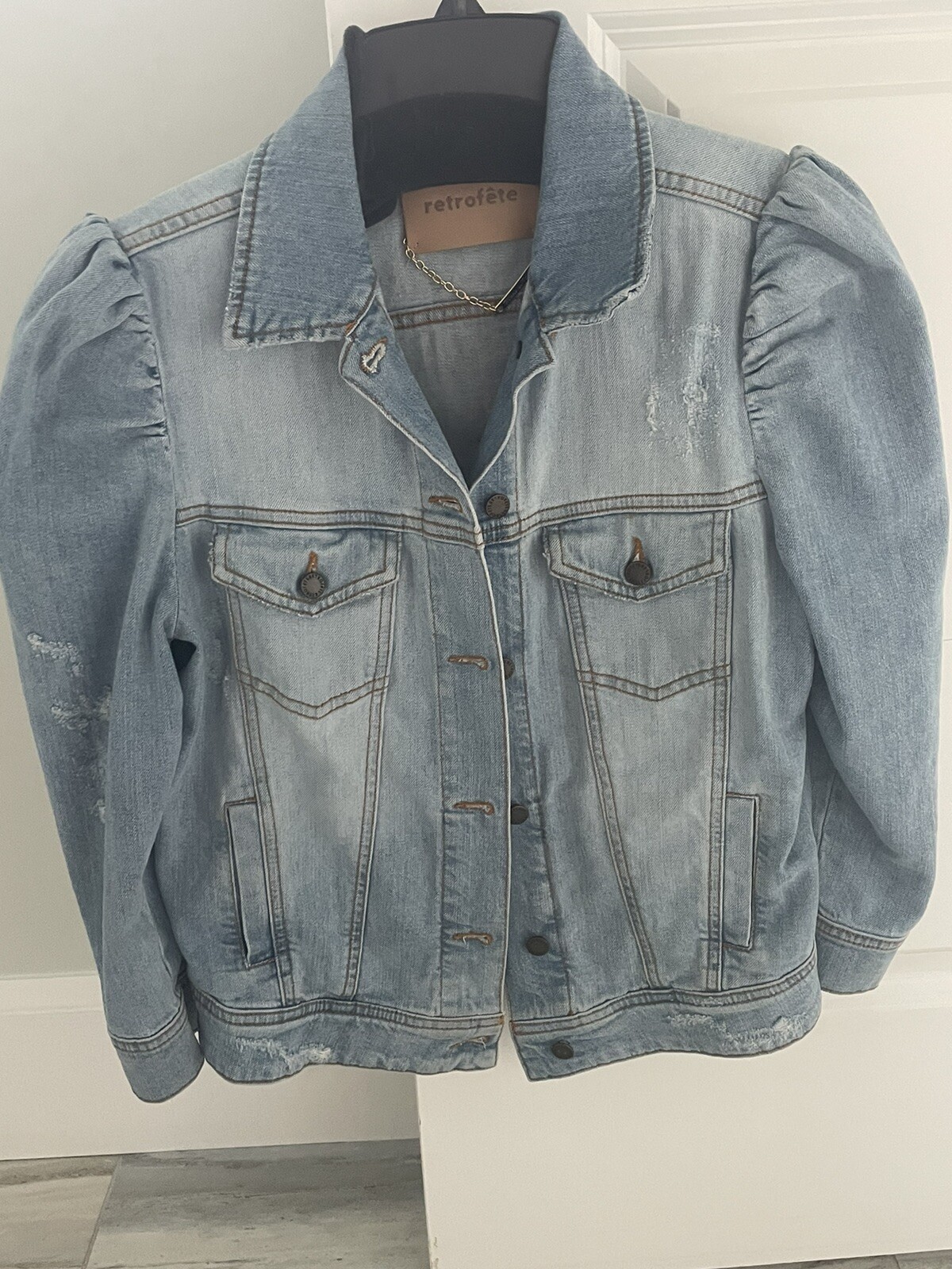 Retrofete Light Blue Ada Denim Jacket Size S 235 Gem