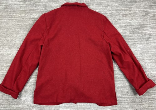 Jaclyn Smith Jacket Womens Medium Red Wool Blend Pea Coat Button up - Picture 7 of 13