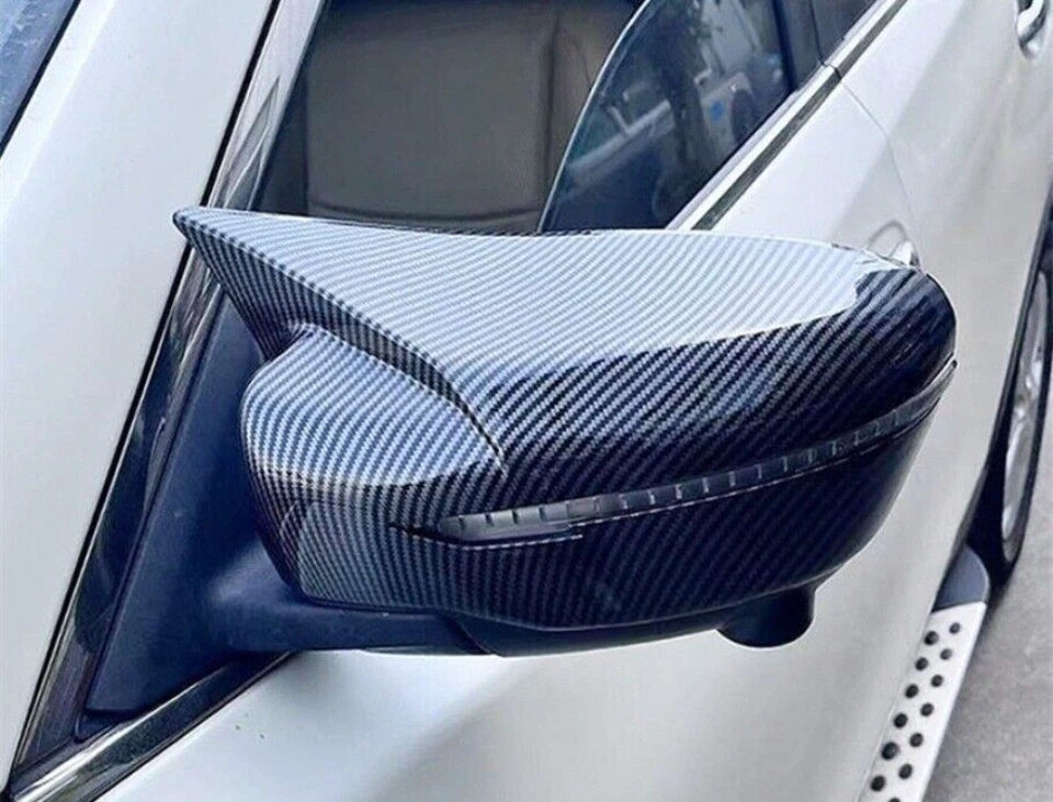 Cubierta de espejo retrovisor de fibra de carbono con bocina de buey deportiva para Nissan Rogue Rogue Foto 4 de 4