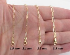 14k Yellow Gold Paperclip Chain Necklace 16" 18" 20" 24"