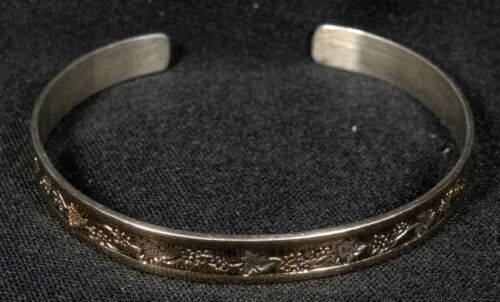 ED LEVIN 14K & STERLING SILVER GRAPES CUFF BRACELET-6 1/2" Stunning! - Picture 2 of 7