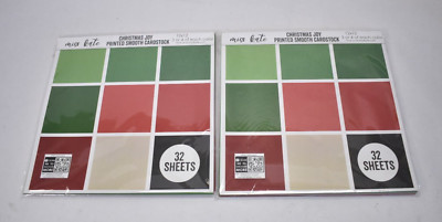 Lot of 2 Miss Kate Christmas Joy Printed Smooth Cardstocks 32 Piece 12'' x 12''.