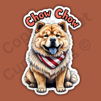 Chow Chow Dog With Bandana Dog Breed Cute 3'' Vinyl Sticker