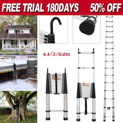 14.4/16.4/20.3FT Telescoping Ladder Extension Collapsible Ladders Aluminum US