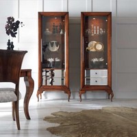 Vitrine SchräNke Vitrinen Holz Luxus Wohnzimmer MöBel Schrank Braun Barock Neu