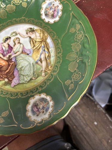 MITTERTEICH BAVARIA PORCELAIN GERMANY FIGURAL MAIDENS CHERUB PLATE CHARGER - Picture 4 of 13
