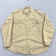 Vintage L.L.Bean Shirt Mens Large Tan Ripstop Safari Field Outdoor Cotton 90s