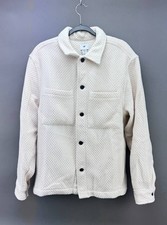 H M Mens Regular Fit Cotton Twill Overshirt Cream Size L