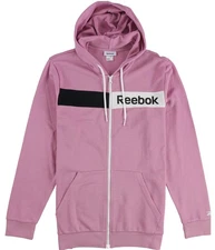 Reebok Mens Training Essentials Linear Logo Hoodie Sweatshirt, Pink, Medium