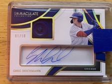 2022 Immaculate Greg Deichmann Button Patch Autograph Auto 1/10