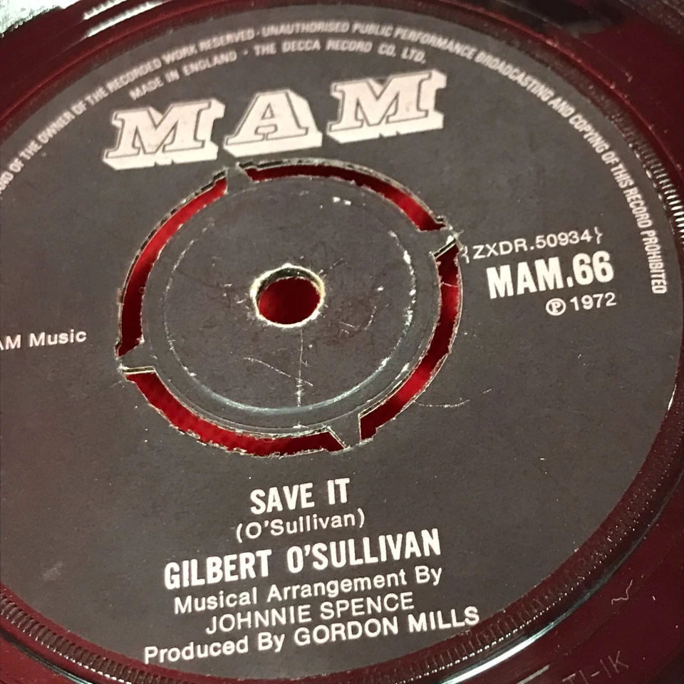 GILBERT O'SULLIVAN Alone Again Naturally 1972 UK 7" vinyl single original 45 - Image 3 of 4