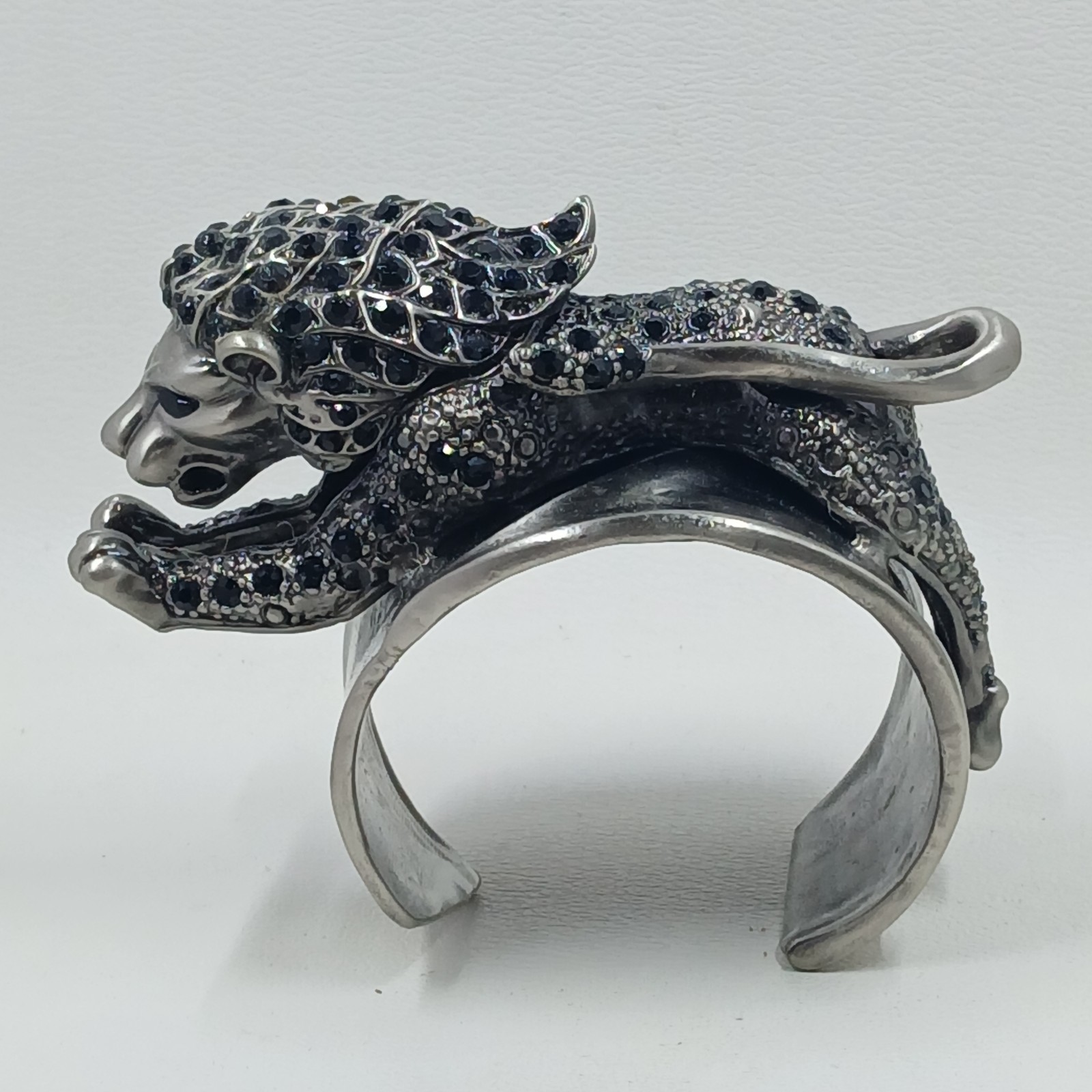 Statement Lion Cuff Bracelet Black Rhinestones He… - image 4