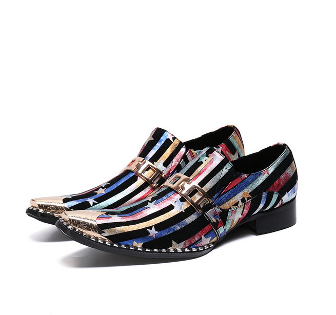 SAOLA Scarpe eleganti uomo formali pelle metallo punta slip on parrucchiere nightclub