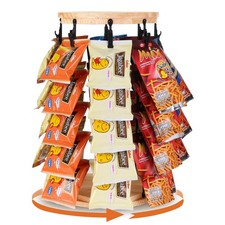 Chip Rack Display Stand -5-Tier 40 Clips, Snack Organizer wiht Sturdy Wood Ba...
