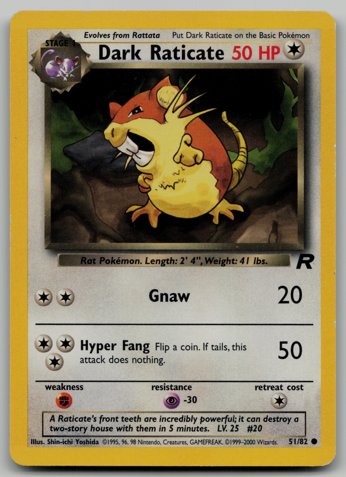 Dark Raticate Common Team Rocket 51/82 NM