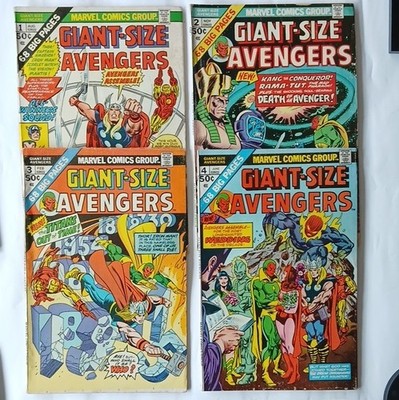 Giant-Size Avengers #1-4 Comic Book Lot (1974) Marvel Comics Group 1974-1975