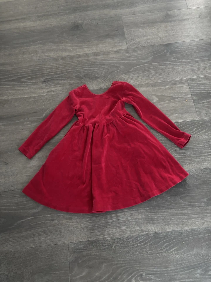 Hanna Andersson Skater Twirl Dress Girls Sz 6-7/ 120 cm Red Velour Holiday Party - Image 4 of 4