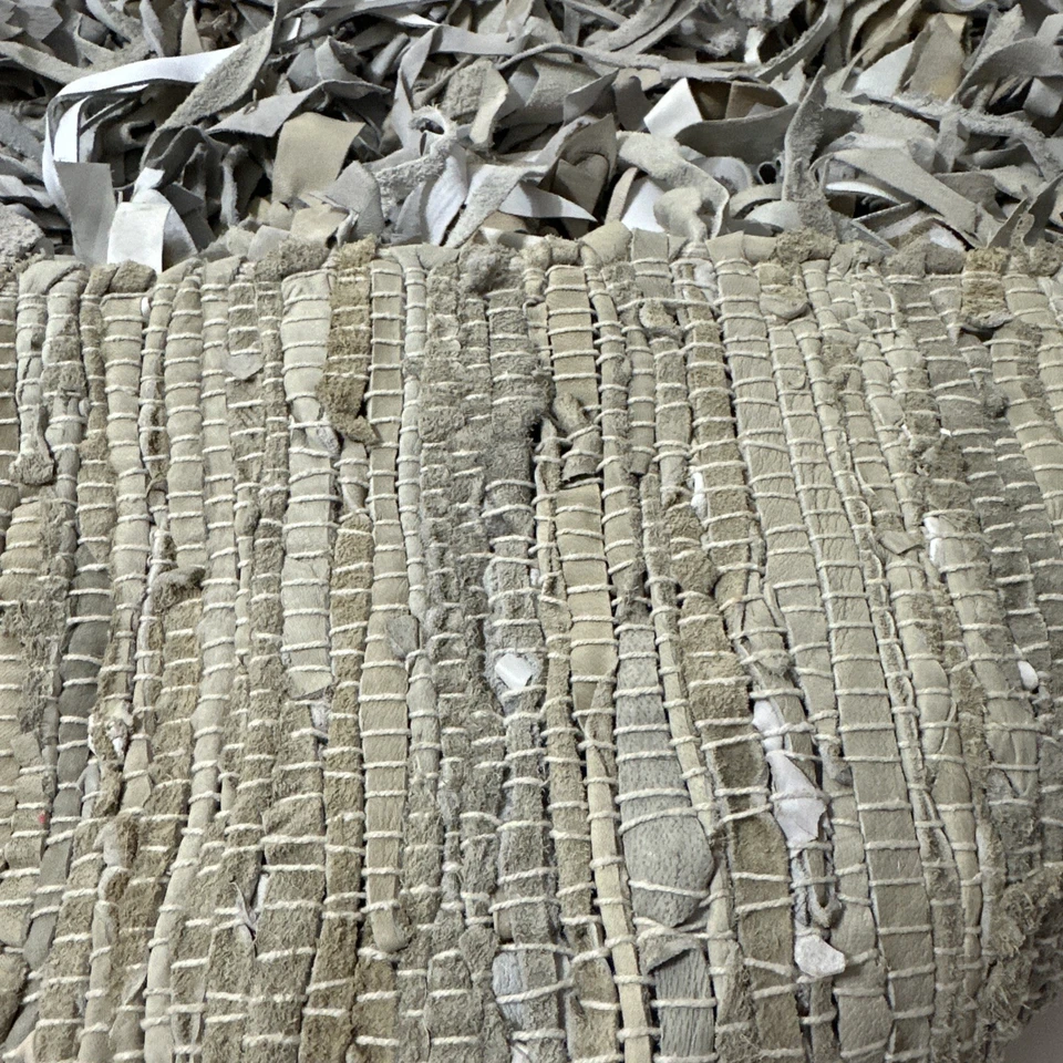 SAFAVIEH Leather Shag LSG511C Hand-Knot White ShadesO Gray Rug New 29” X 46” New - Image 3 of 4