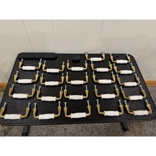 Vintage Brass and White Ceramic Drawer Pulls Cabinet Handles Set of 22